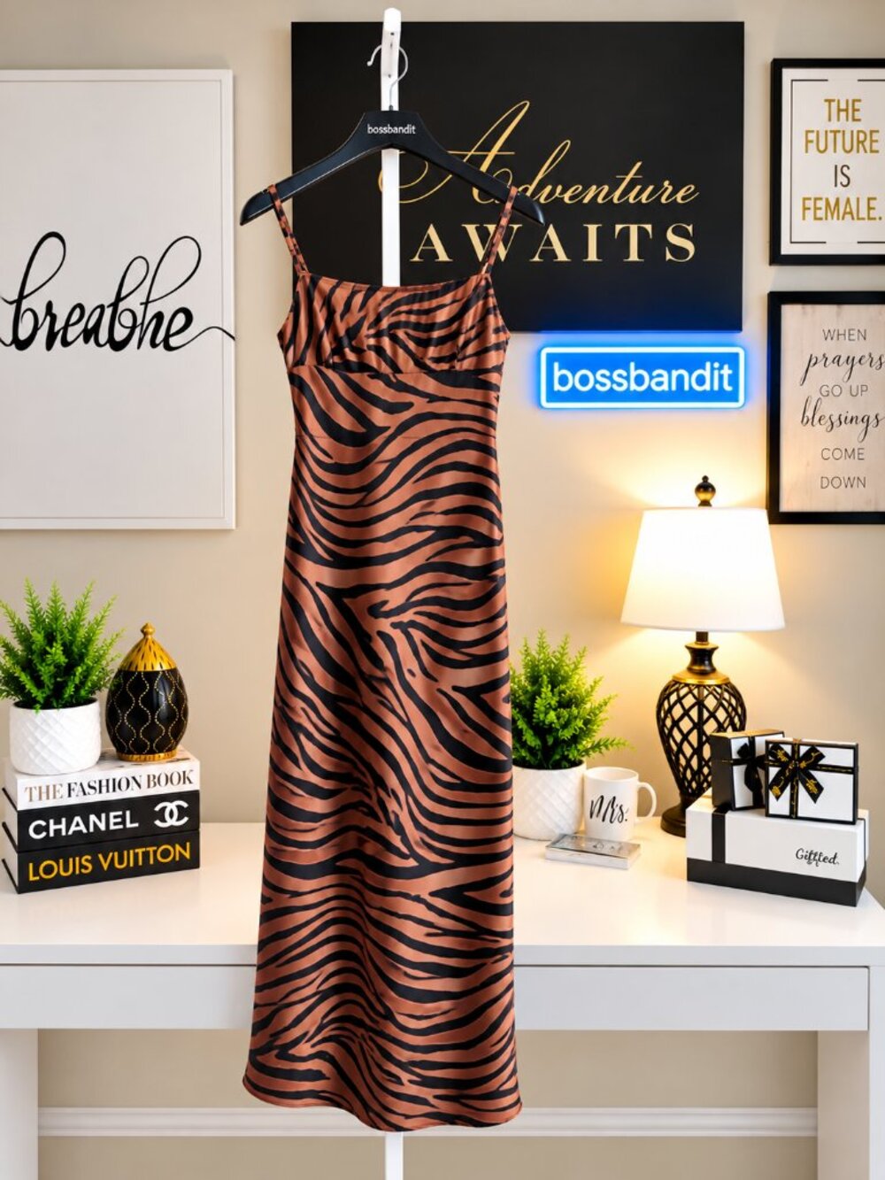 Free People Hutch Hayden Midi Dress Zebra Burnout Chiffon Brown M NWT - Picture 3 of 9